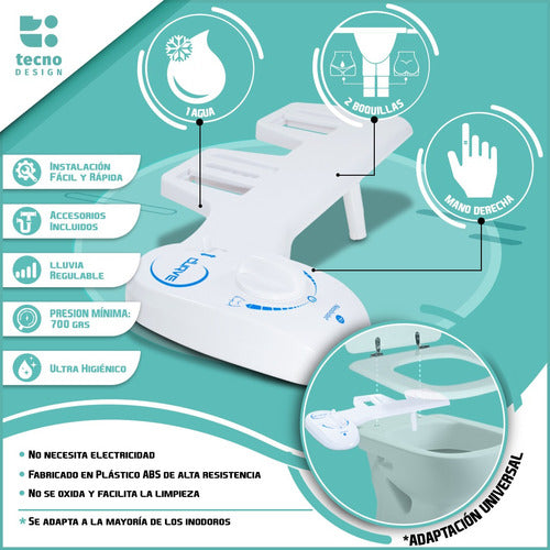 Bidet Para Inodoro Neobidet Curve Grifería Adaptable 1 Agua 4