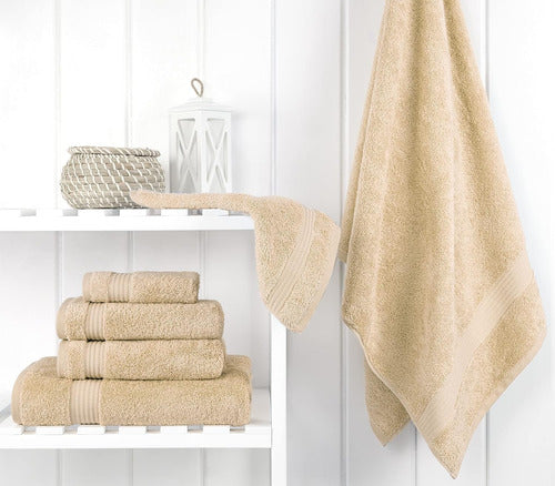 Cotton Paradise Soft & Absorbent Towels, 6 Pieces, Beige 1