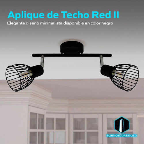 LED Ceiling Applique Red 2 Spot G9 Lights + 2 Premium Lamp 4