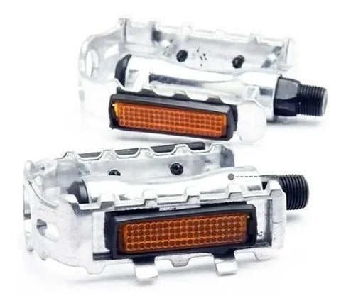 Genérica Chromed Metal Pedals Set with Reflectors for Bicycle 1