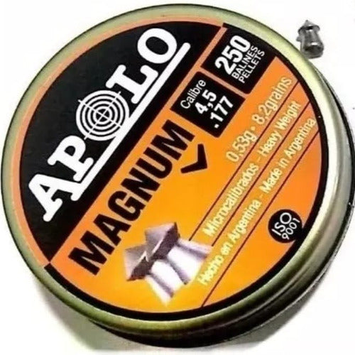Apolo Magnum 4.5 mm Pellets Tin 250pcs 8.48 Grains 0.55 Grams 0