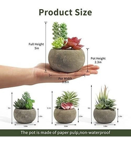 Spepla Succulents Plants Artificial 4 Pack, Mini Fake Succulents In Pots, Assorted Small Faux Succulent Decorative For Living Room Home Office Decor 1