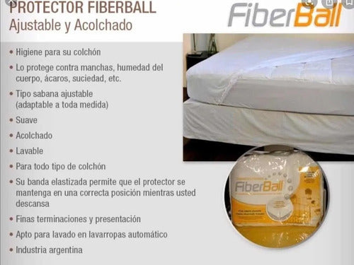 Fiberball Cubre Colchón Protector Fiberball - 1 Y 1/2 Plazas - 90x190 4