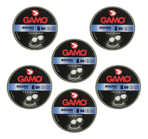 6x Chumbinho/espingarda 4.5mm 250un. Gamo Round 8.17gr 0