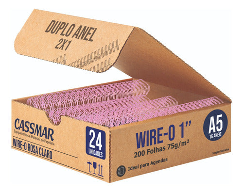 Wire-o Para Encadernação 2x1 A5 Rosa Claro 1  200 Fls 24un 0