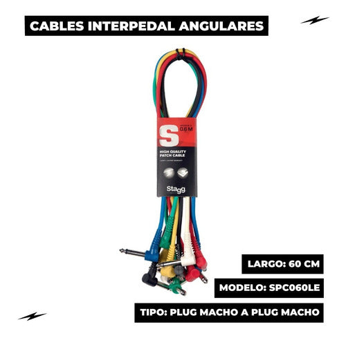 Cable Interpedal De 60 Cm - Plug Angular X 6 Stagg Spc060le 1