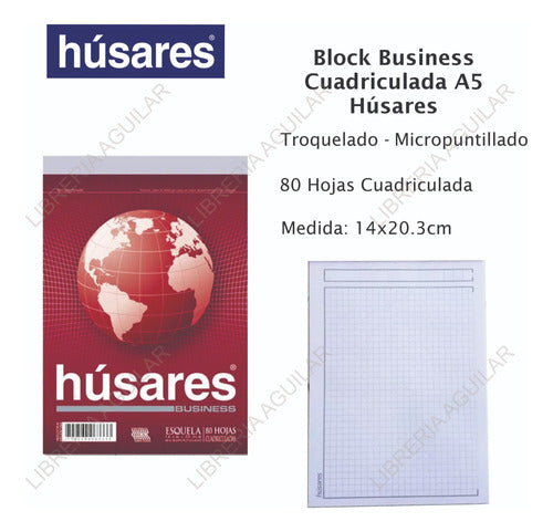 Húsares A5 Business Block 10-Pack, 80 Sheets - Ruled, Grid, Plain 1