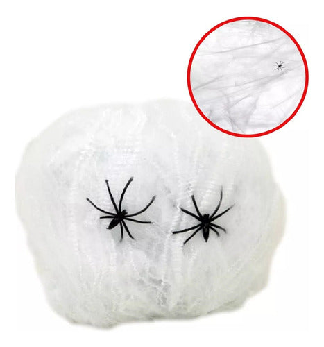 Júpiter Party Pack 3 White Spider Webs with Spiders Halloween Decoration 0