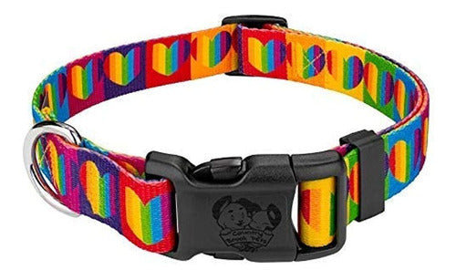 Country Brook Petz - Deluxe Rainbow Hearts Dog Collar 0