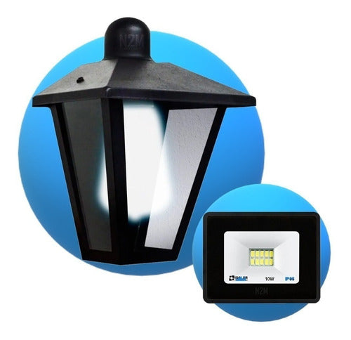 LED Wall Lamp Combo: Farol 124 + Reflector + 10w Bulb Light 0