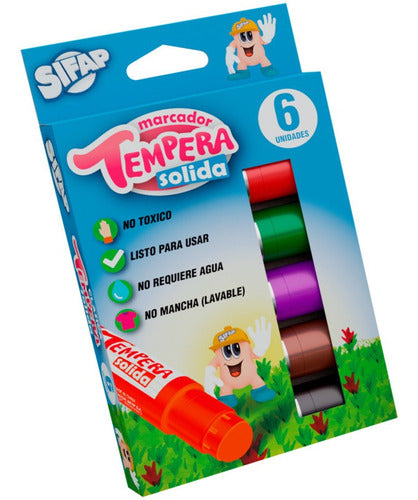 Tempera Solida Sifap Colores Clasicos Pack X 6 Unidades 0