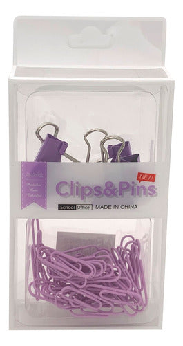 Impresionante Clips X40 Y Pinza X6, En Caja De Plástico, Varios Colores 0