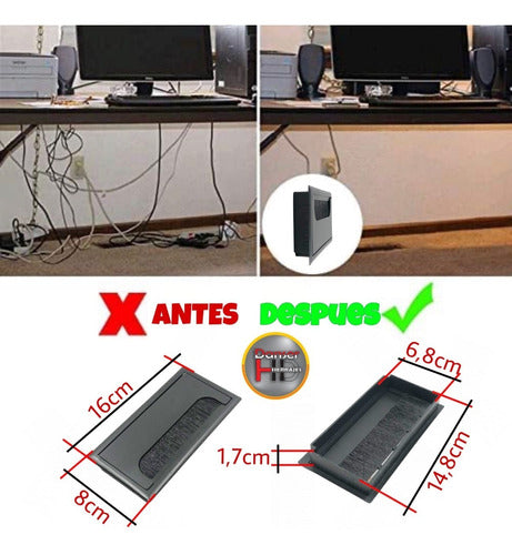 Tapa Pasacable Rectangular 16x8cm Pvc Negro Con Cepillo X 10 1