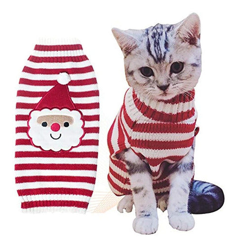 Bobibi Cat Sweater Navidad Santa Claus Mascota Gato Invierno 0