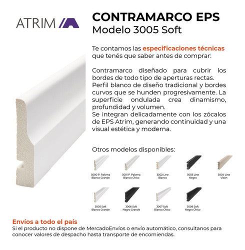 Contramarco / Zocalo PVC EPS Soft Atrim 70 mm x 2.5 m 1