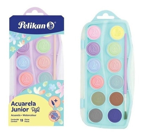 Pelikan Junior Watercolors Pastel Colors X 12 + Brush 0