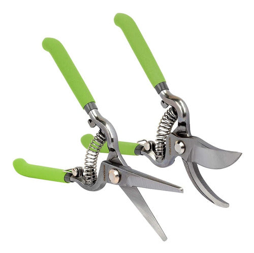 Set of 2 Power Scissors with Straight Blade | Green Handle 0