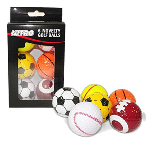 Nitro Novelty Golf Balls: Beach Ball Design - 3 Pack 0