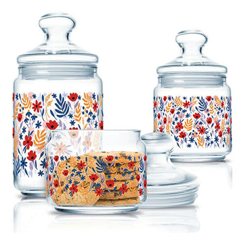 Set of 3 Hermetic Glass Jars Luminarc with Caramelera Lid 3