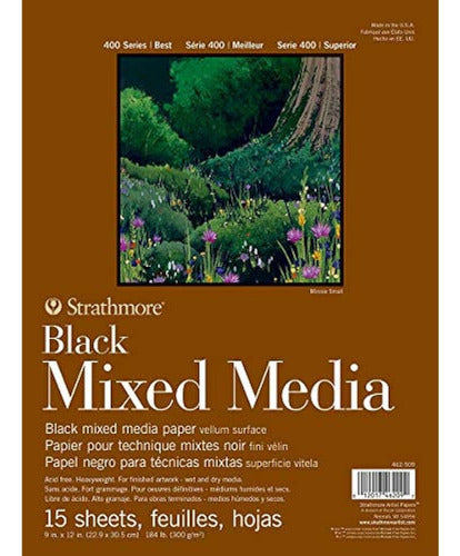 Strathmore 400 Series Black Mixed Media Pad, 9  X 12 , 15 Ho 0