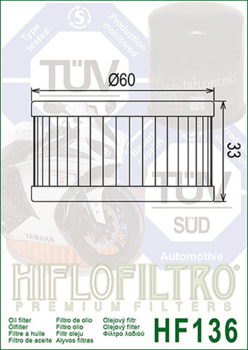 Filtro Aceite Beta 350 Motard 4.0 Hiflofiltro Hf136 Ryd 1