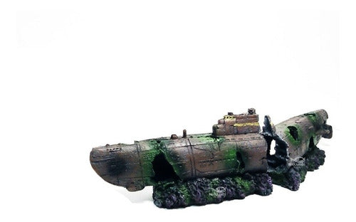 Aquatic Modern Submarine Shipwreck Decoration 40x10x7cm 0