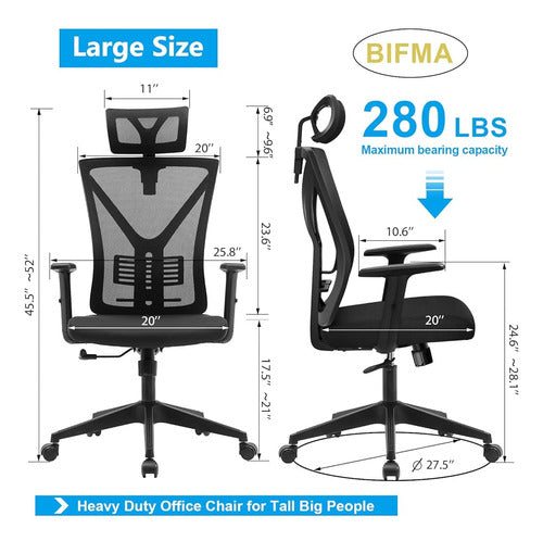 Rydesign Ergonomic Office Chair, Mesh Desk Chair with 2D Headrest 1