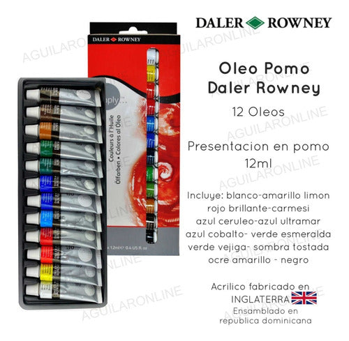 Daler Rowney Kit Set Oleo Atril Madera Pincel Cerda Bastidor 3