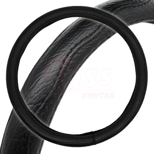 Premium Black Leather Steering Wheel Cover for Auto 37/39cm 0