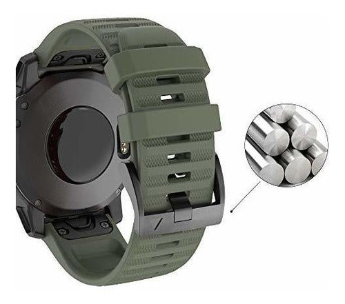 Isabake Watch Band for Garmin Fenix 6X/6X Pro 5X/5X Plus 3/3 HR 26mm Army Green 2