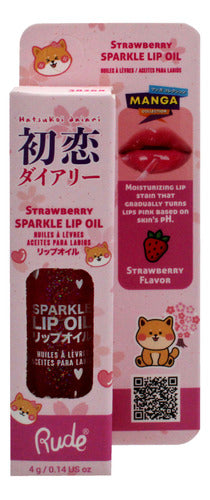 Coleção De Mangá Lip Oil Rude Cosmetics Sparkle Strawberry 4