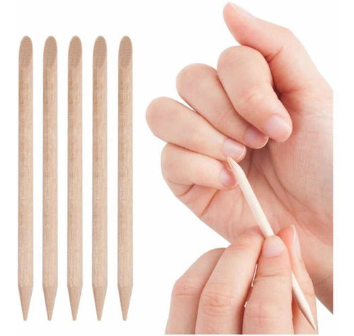 Pack of 10 Orange Wood Sticks Cuticle Pusher Manicure Nail Tools 3