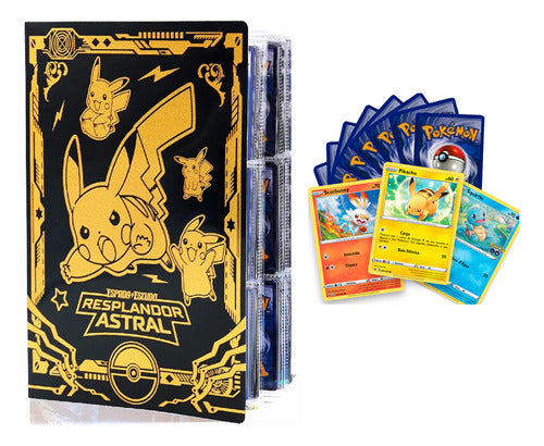 Album Pasta Pokemon Pikachu Gold Porta 432 Cartas + 50 Cards 0