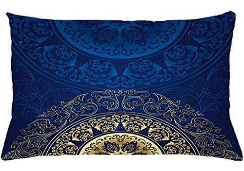 Lunarable Royal Blue Throw Pillow Cojín Funda, Vintage Orien 0