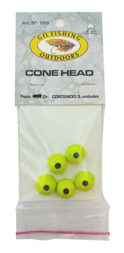 Go Fishing Cone Heads Go Fishing Metalicos 10mm 5pcs Atado De Moscas 5