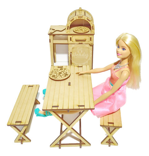 Wendy Almacen de Arte Muebles Muñecas Barbie Fibrofacil Horno Pizza Juego Jardin 0