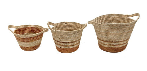 Set of 3 Wicker Seagrass Yute Plant Pot Baskets M1 Sheshu 0