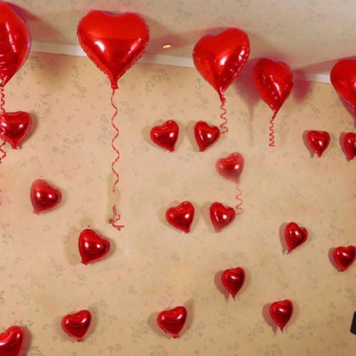 10pcs 18  Corazón Papel Helio Globos De San Valentín Novia F 1