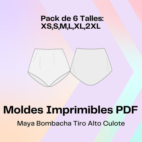 Atelier de Patrones: Digital Mold for High-Waisted Pinup Panties - 6 Sizes Pack 1