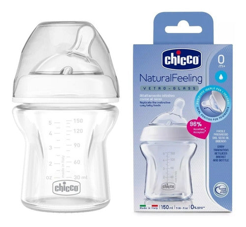 Chicco Natural Feeling Glass Bottle 150ml 0m+ Flex 1