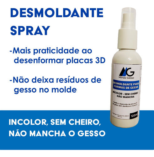 Kit Gesso Para Placas 3d Gesso 1kg Desmoldante Espatula 1