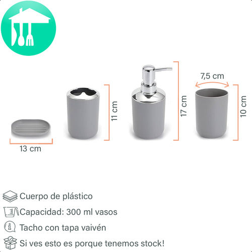 Home Basics Set X6 Accesorios Para Baño De Plástico 2