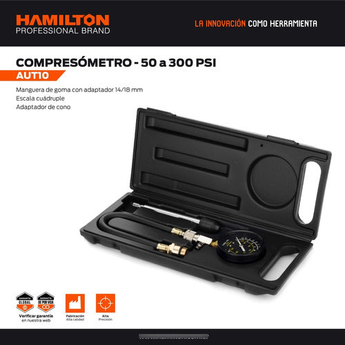 Hamilton Kit Compresometro Moto Auto Manometro Medidor AUT10 5