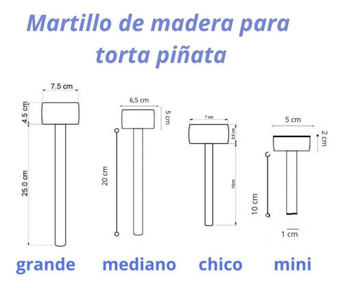 Combo 10 Martillos De Madera Para Torta Piñata 5