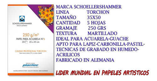 5 Papeles Schoellershammer Torchon Para Acuarela 250 G 35x50 2