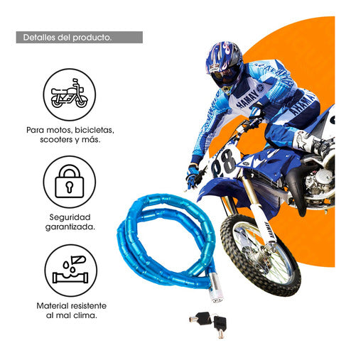 Security Bike Motorcycle Cable Lock 1 Meter 2 Keys Colors 1