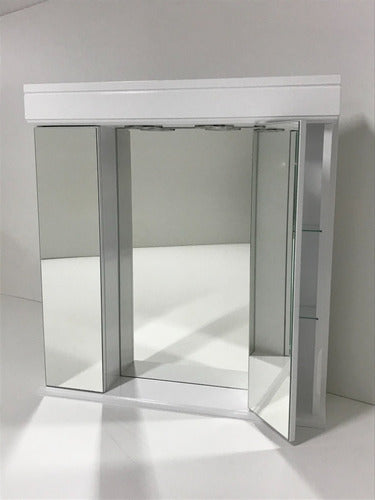 Benevento Bathroom Vanity Mirror 65x70 Triptych with Mirrored Doors 2