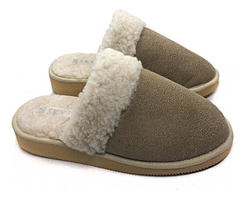 Sky Blue Women's Winter Sheepskin Slipper Skyblue Size 35 to 40 Model 9005 1