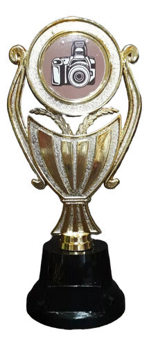 Trofeo Plástico Copa Plana Fotografía 18cm Souvenir 0