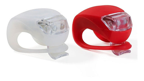 Silicone Bike Light 2 LED Front Rear Red White 1